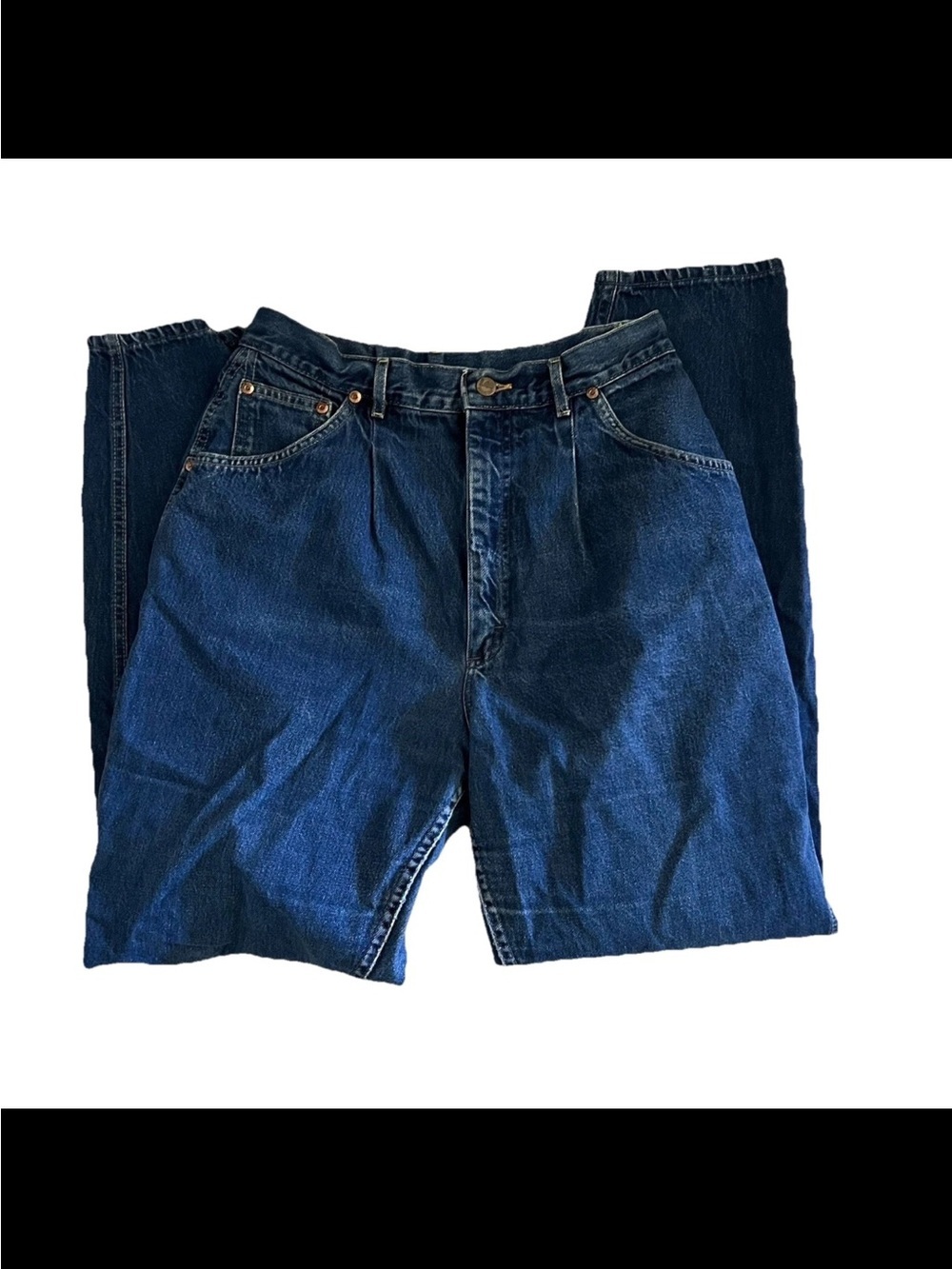 Vintage Lee Mom Jean Made In USA High Waist Pleated Tapered Leg Blue 80s Size 14 - Picture 6 of 9